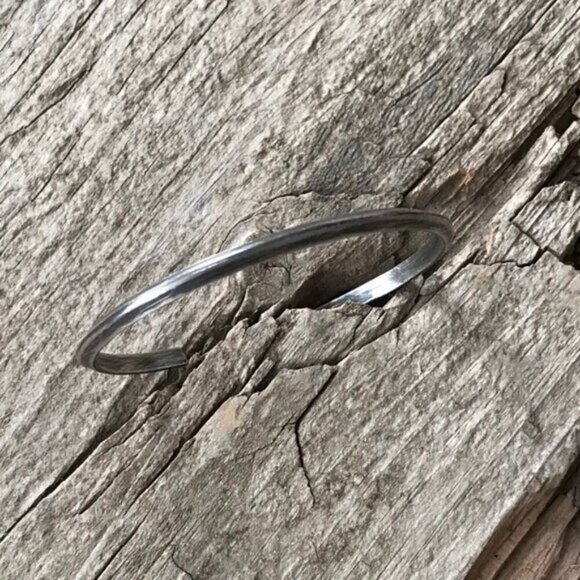 Sterling Silver Pyramid Open Cuff Bangle Bracelet - Picture 4 of 5